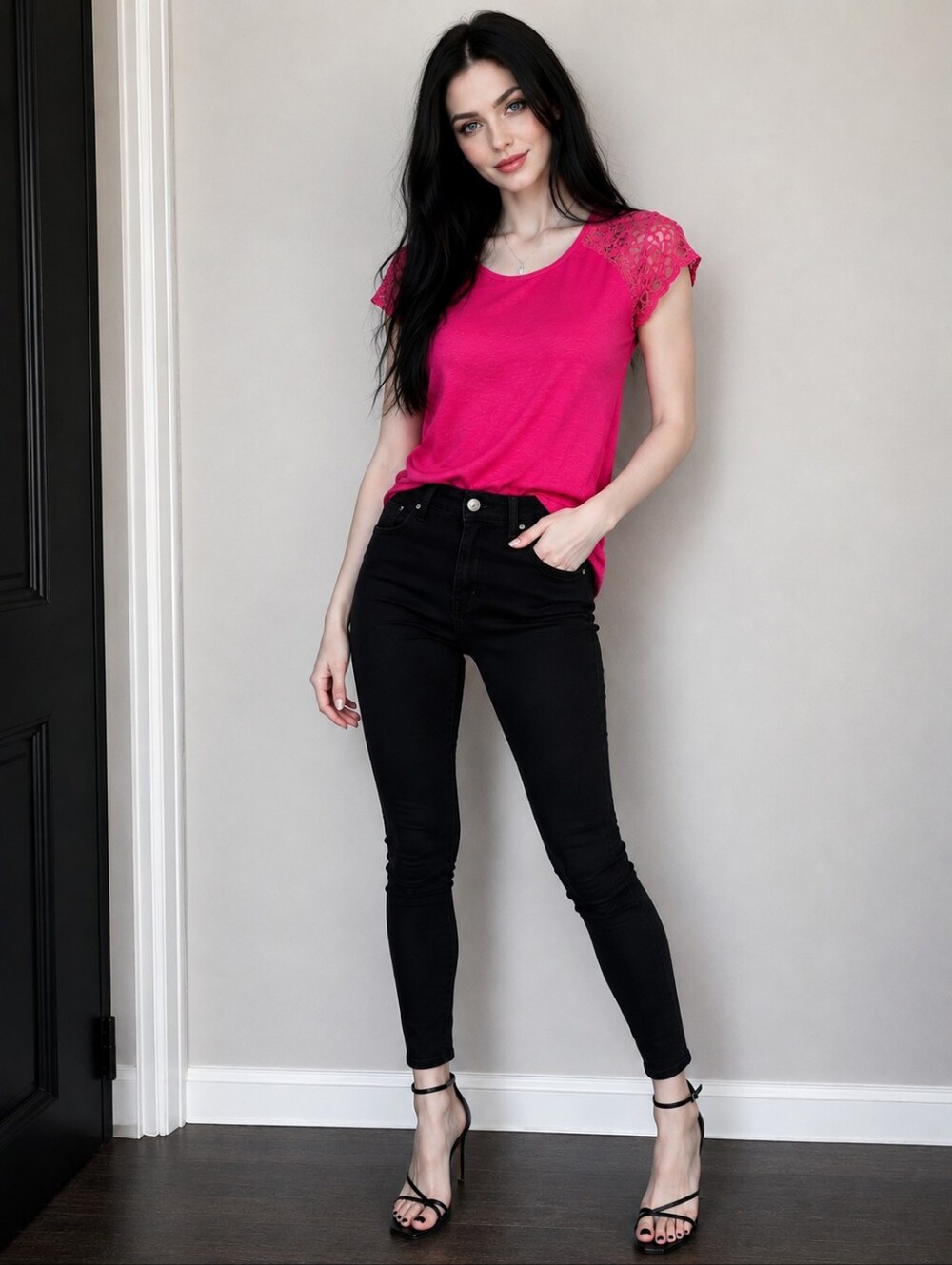 Ariat Hot Pink Lace Sleeve Top XL | Western Boho Cowgirl Barbiecore Cottagecore